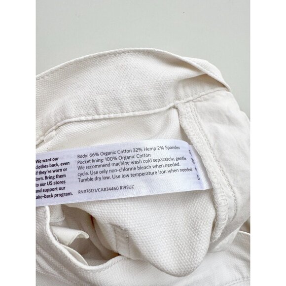 EILEEN FISHER Bone Cotton Hemp Stretch Canvas Wide Leg Ankle Pants, Size 2P - Picture 9 of 10